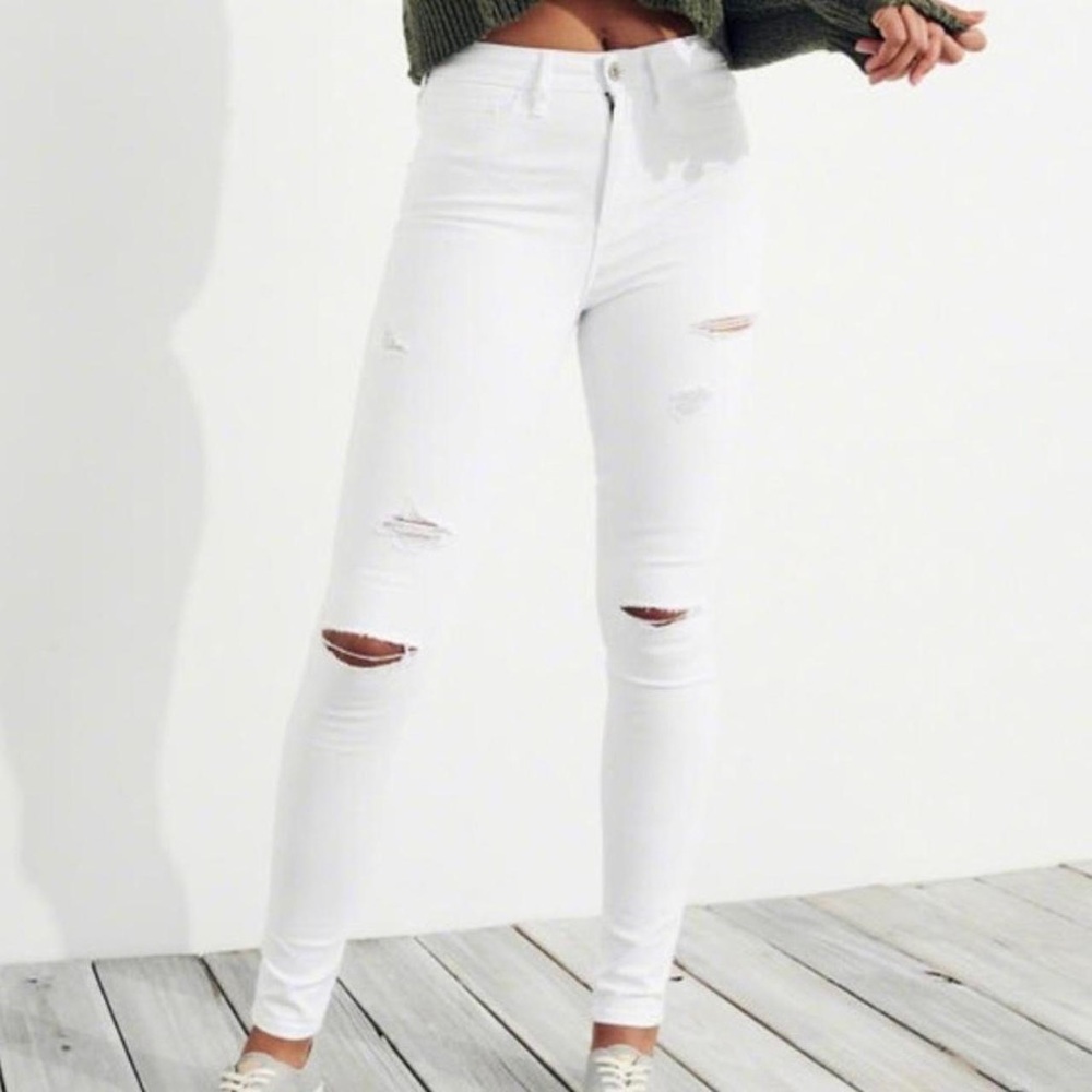 High rise super skinny white jeans